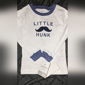 NWT Carter's 2 Piece Pajamas 3T. Navy Pants Mini Stripes, Long Sleeve Shirt